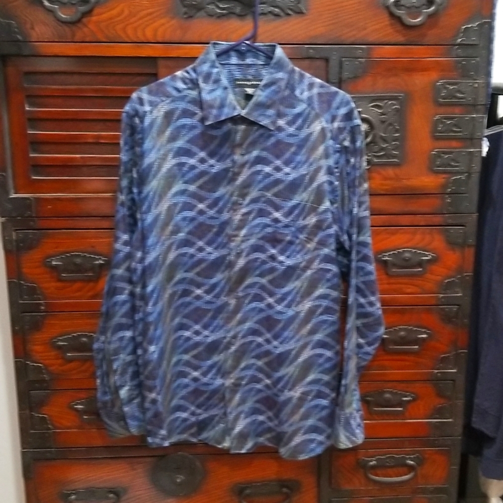 Jhane Barnes men's NWOT 100% cotton shirt, fabric woven in Japan sz. L